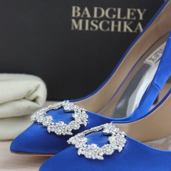 Badgley Mischka Navy Blue Evening Heels - Picture 8 of 9